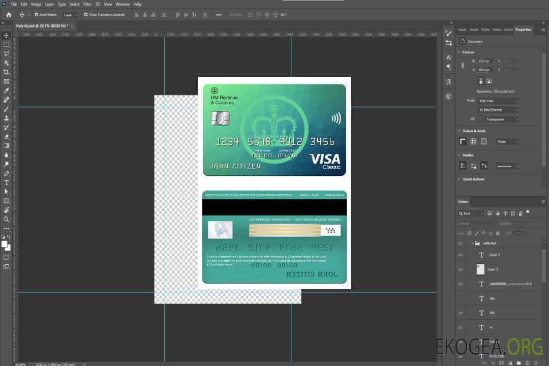 Carte visa classique de la banque HM Revenue & Customs du Royaume-Uni template Carte visa classique de la banque HM Revenue & Customs du Royaume-Uni template